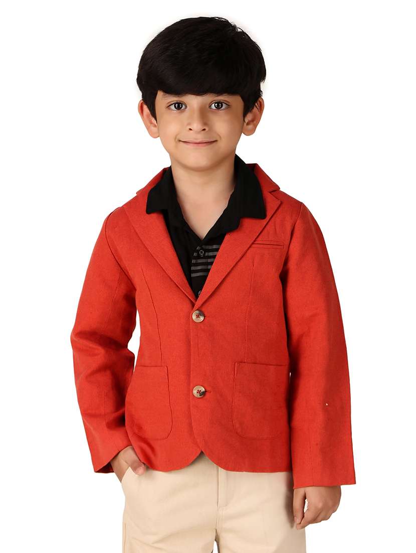 boys solid long sleeve blazer - 20644572 -  Zoom Image - 0