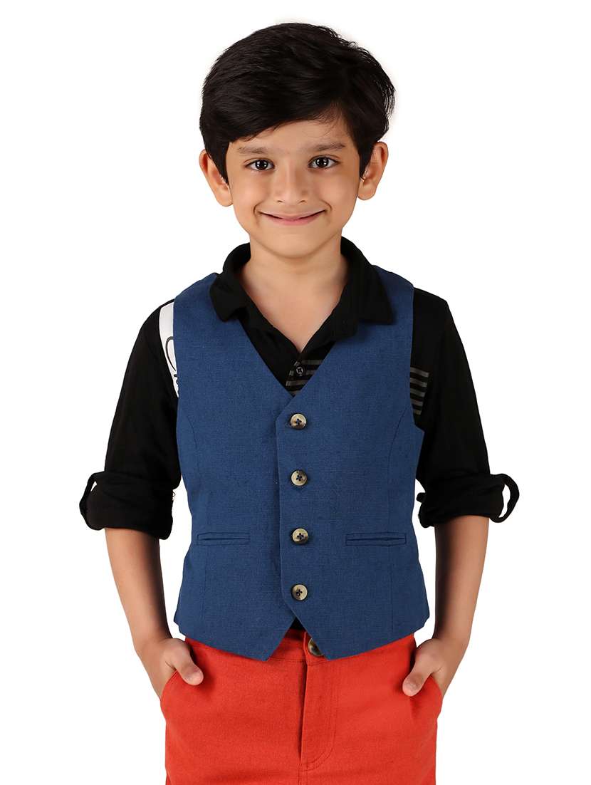 boys solid cotton waistcoat - 20644574 -  Zoom Image - 0