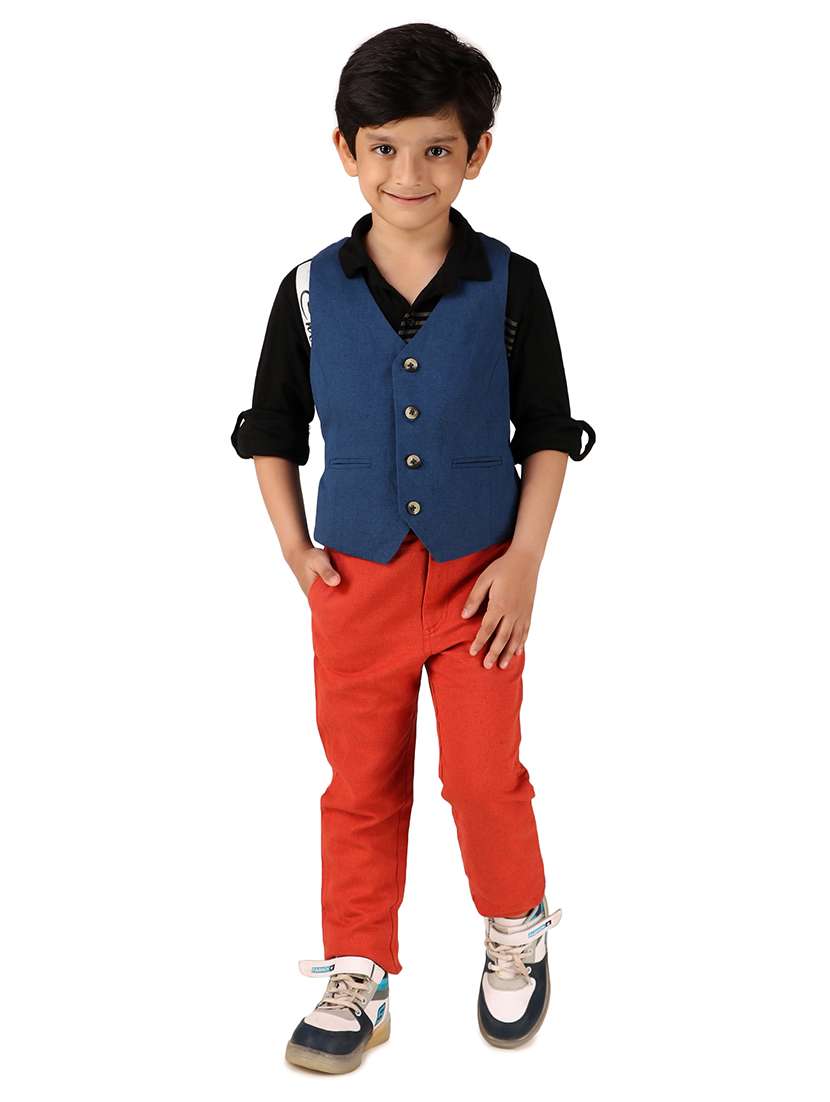 boys solid cotton waistcoat - 20644574 -  Standard Image - 3