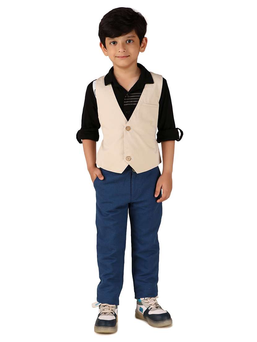boys solid cotton waistcoat - 20644576 -  Standard Image - 3
