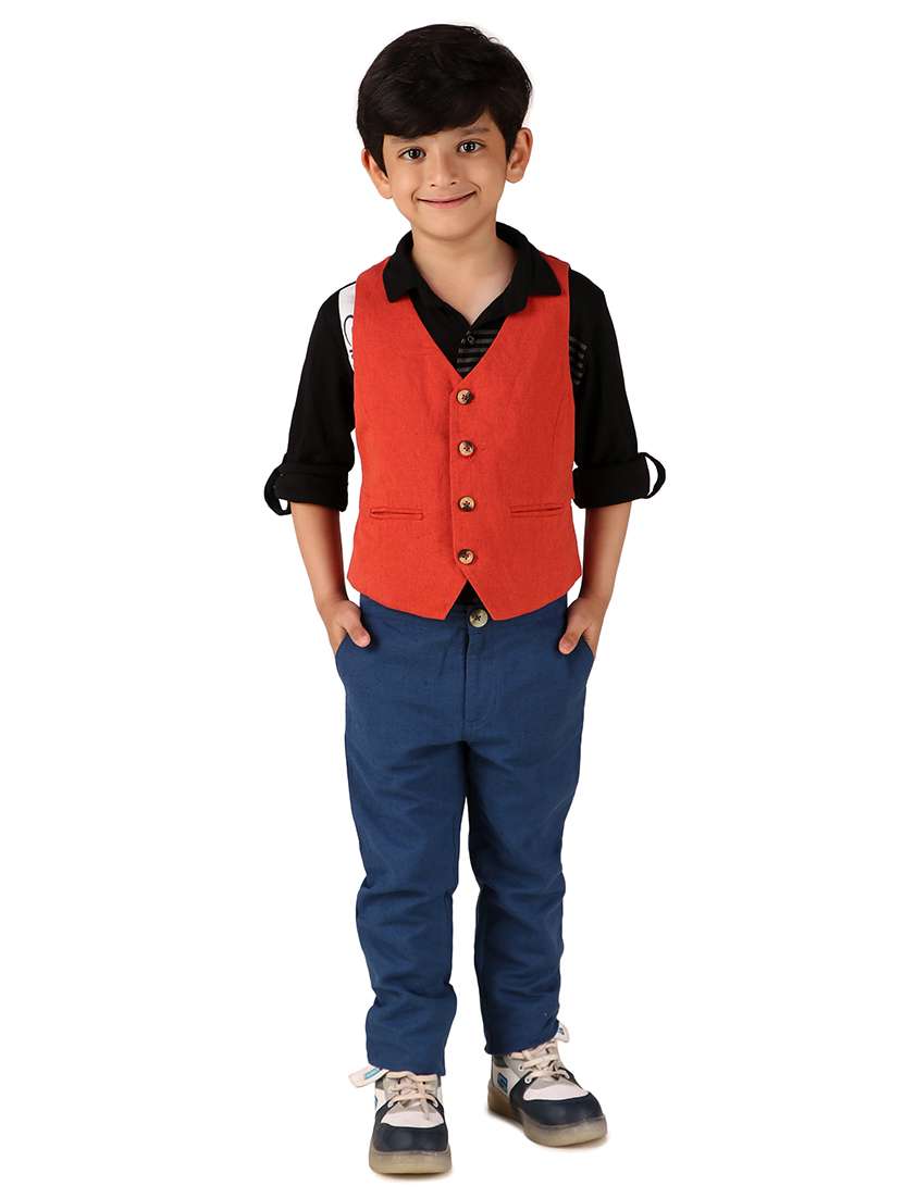 boys solid cotton waistcoat - 20644577 -  Standard Image - 3