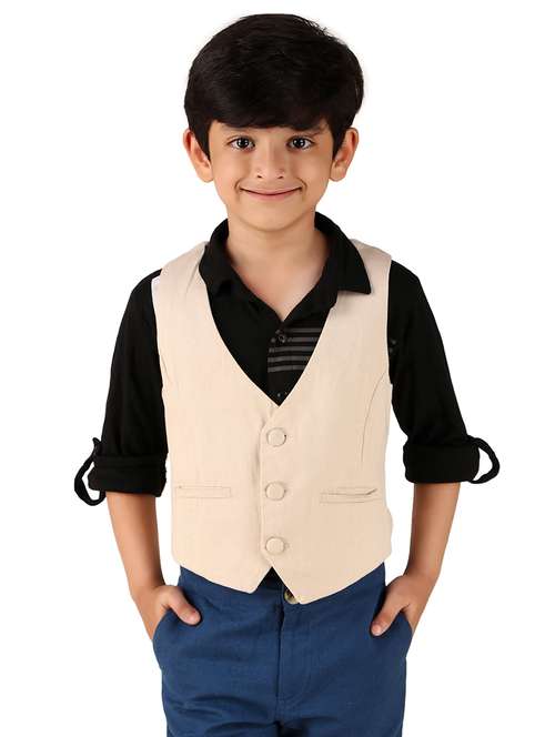 boys solid cotton waistcoat - 20644578 -  Standard Image - 0