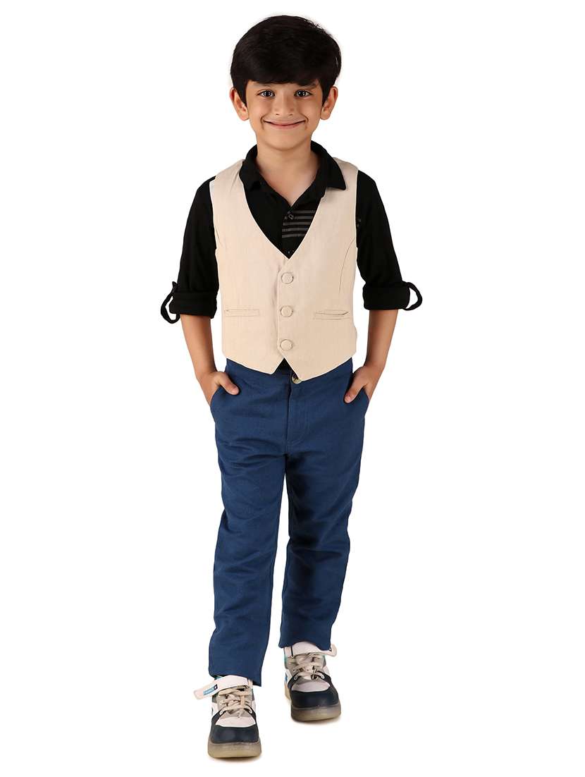 boys solid cotton waistcoat - 20644578 -  Standard Image - 3