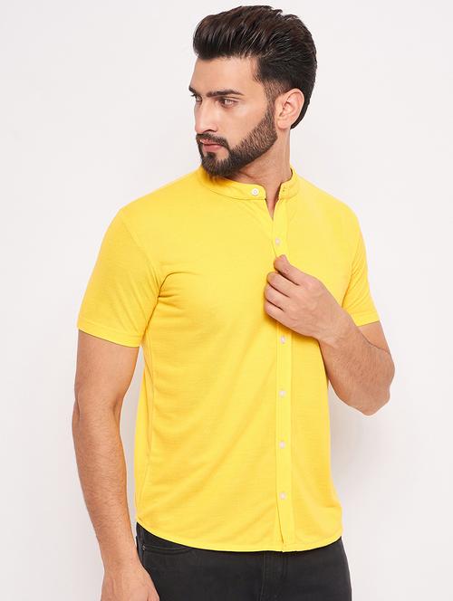 men mandarin neck solid casual shirt - 20644579 -  Standard Image - 0