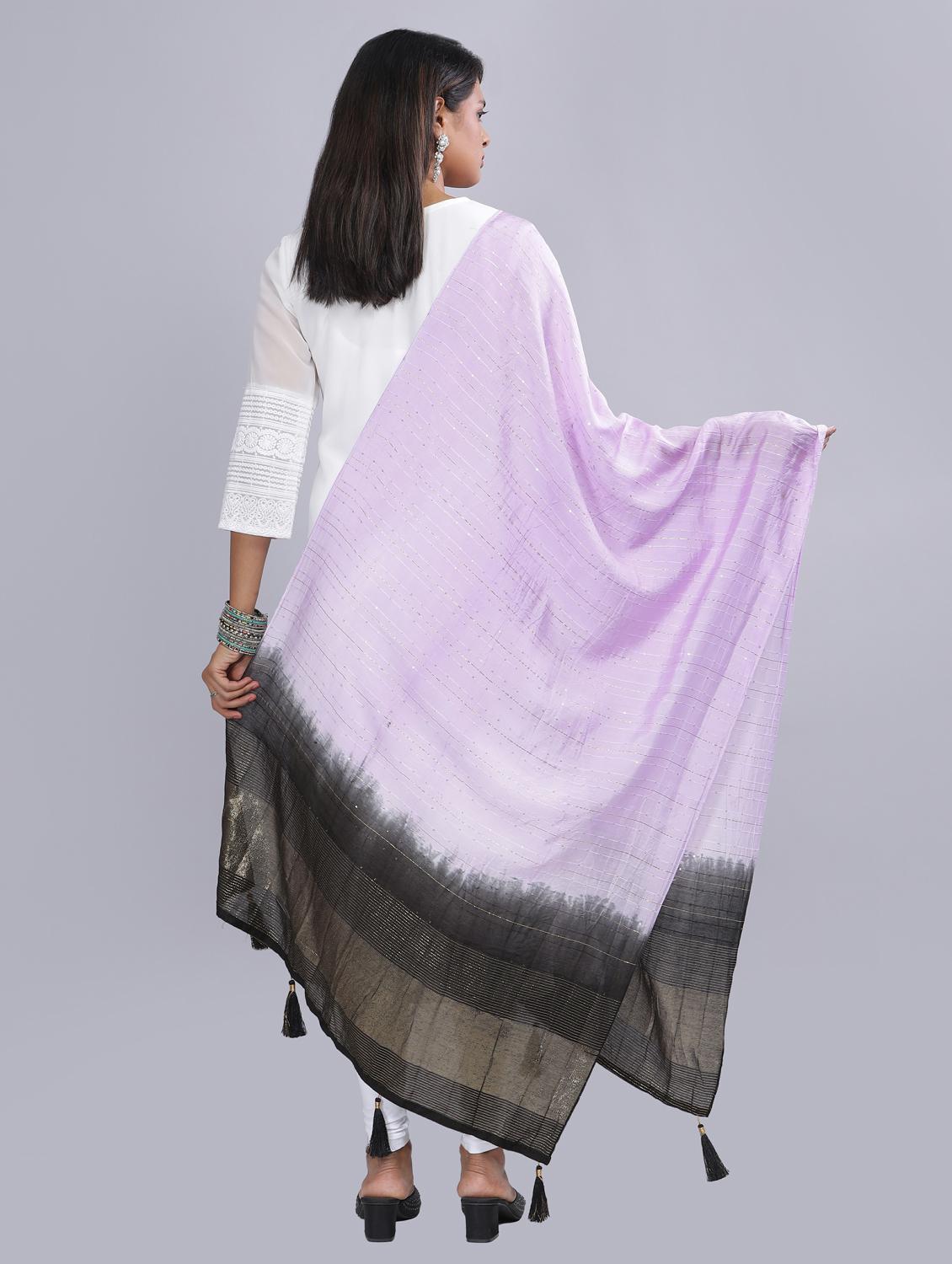 lavender sequined work dupatta - 20644624 - Standard Image - 3