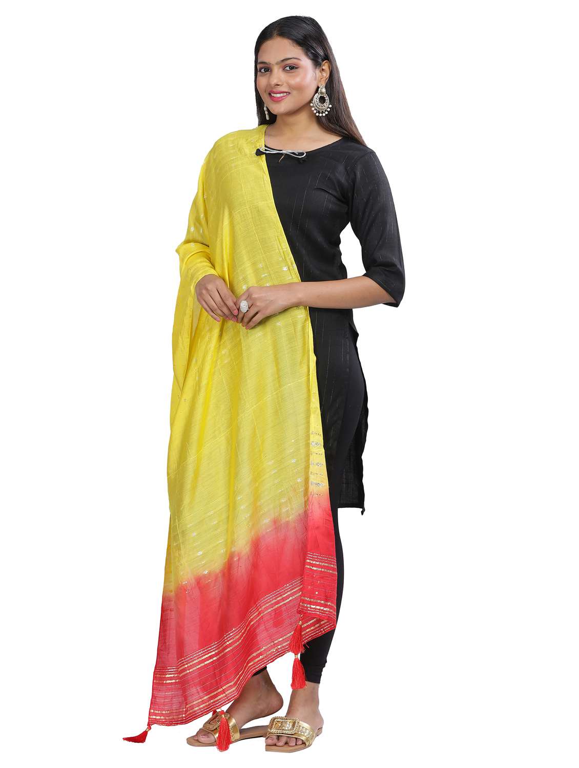 yellow sequined work dupatta - 20644628 - Zoom Image - 0