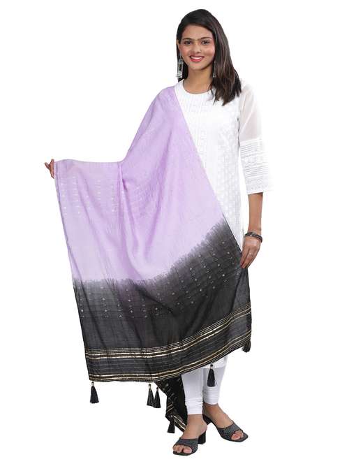 lavender sequined work dupatta - 20644634 - Standard Image - 0