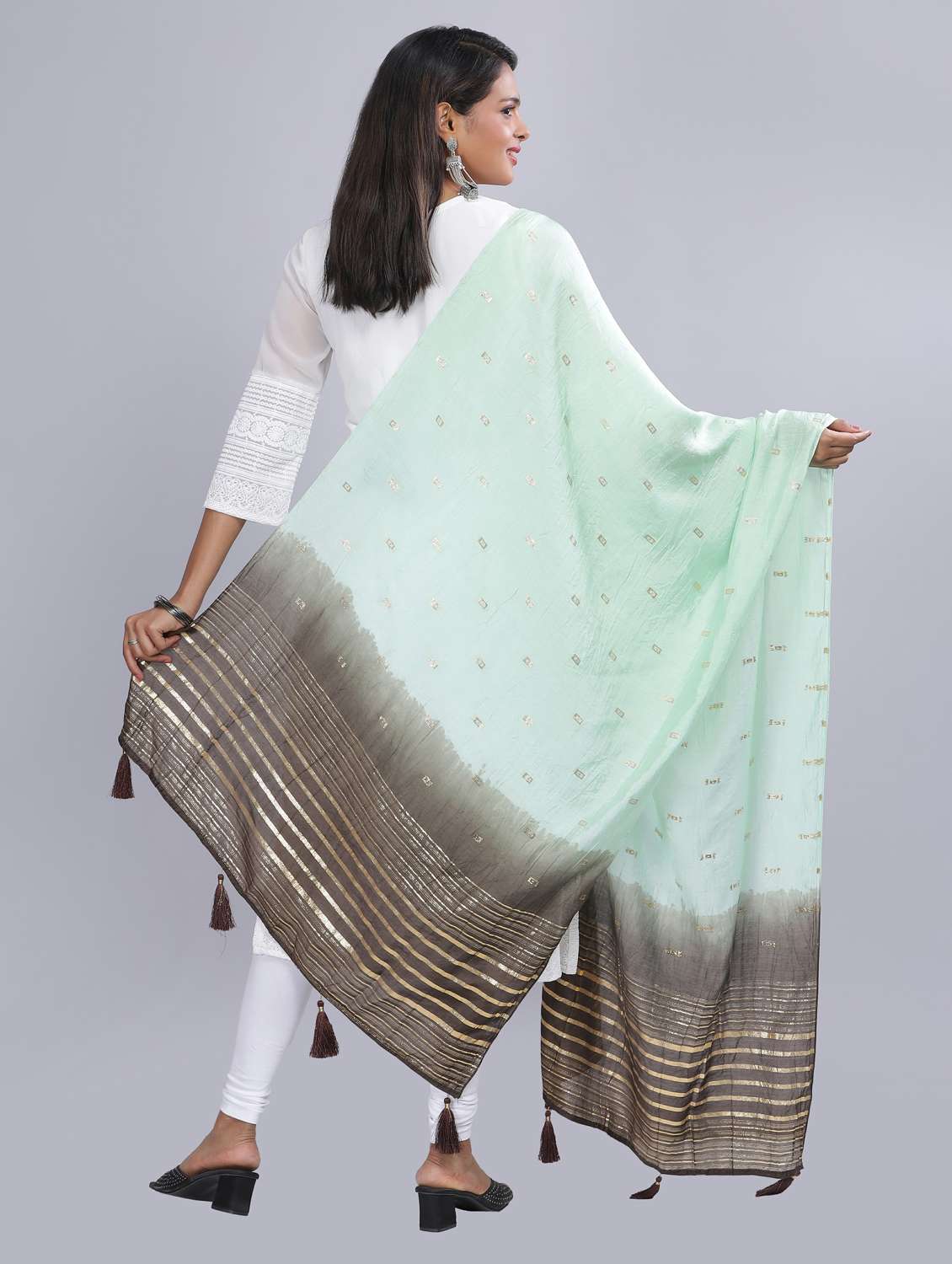 ai aqua sequined work dupatta - 20644645 - Standard Image - 3