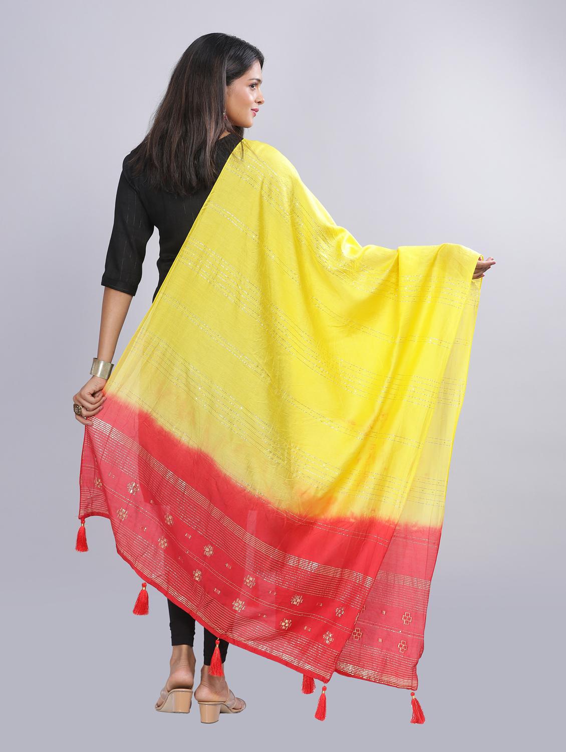 yellow sequined work dupatta - 20644647 - Standard Image - 3
