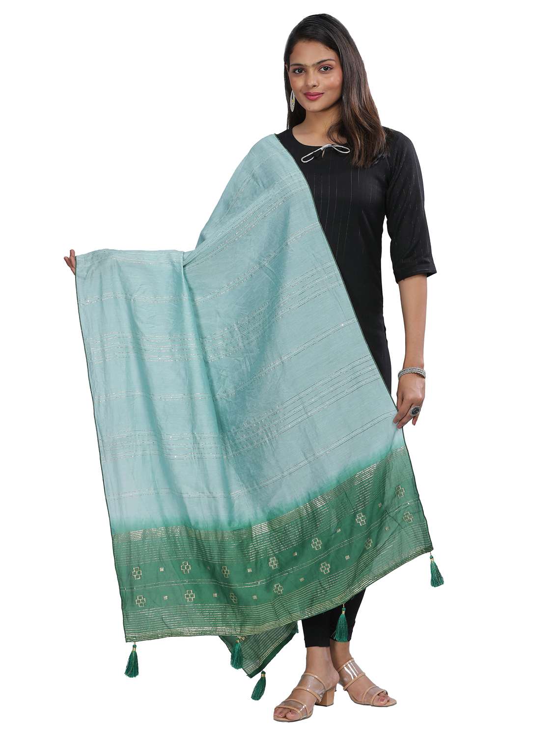 ai aqua sequined work dupatta - 20644650 - Zoom Image - 0