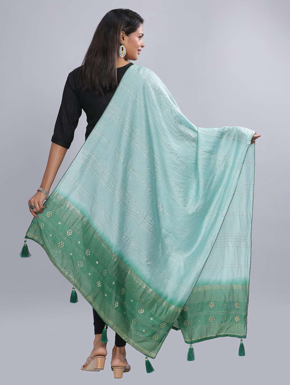 ai aqua sequined work dupatta - 20644650 - Standard Image - 3