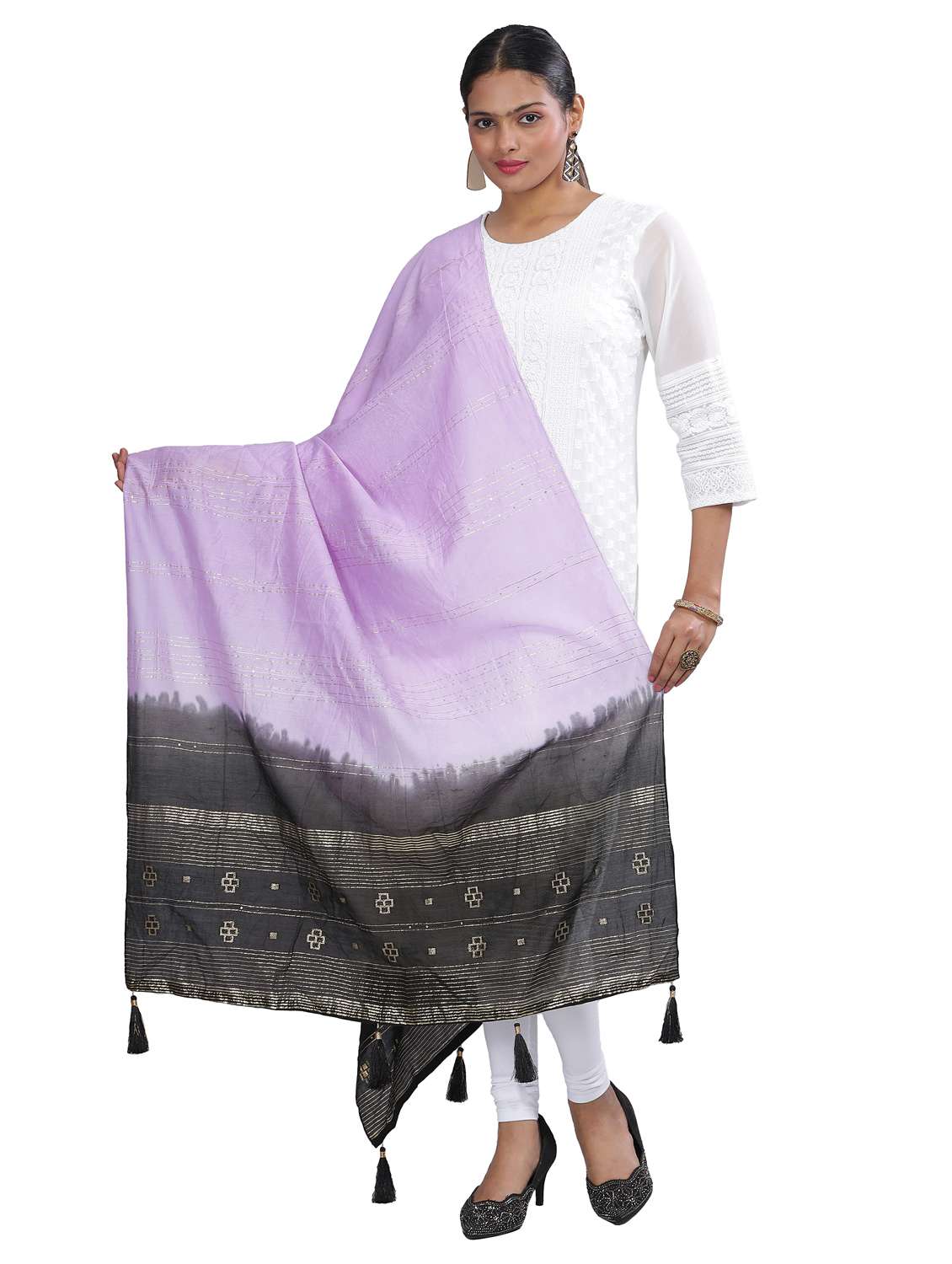 lavender sequined work dupatta - 20644653 - Zoom Image - 0
