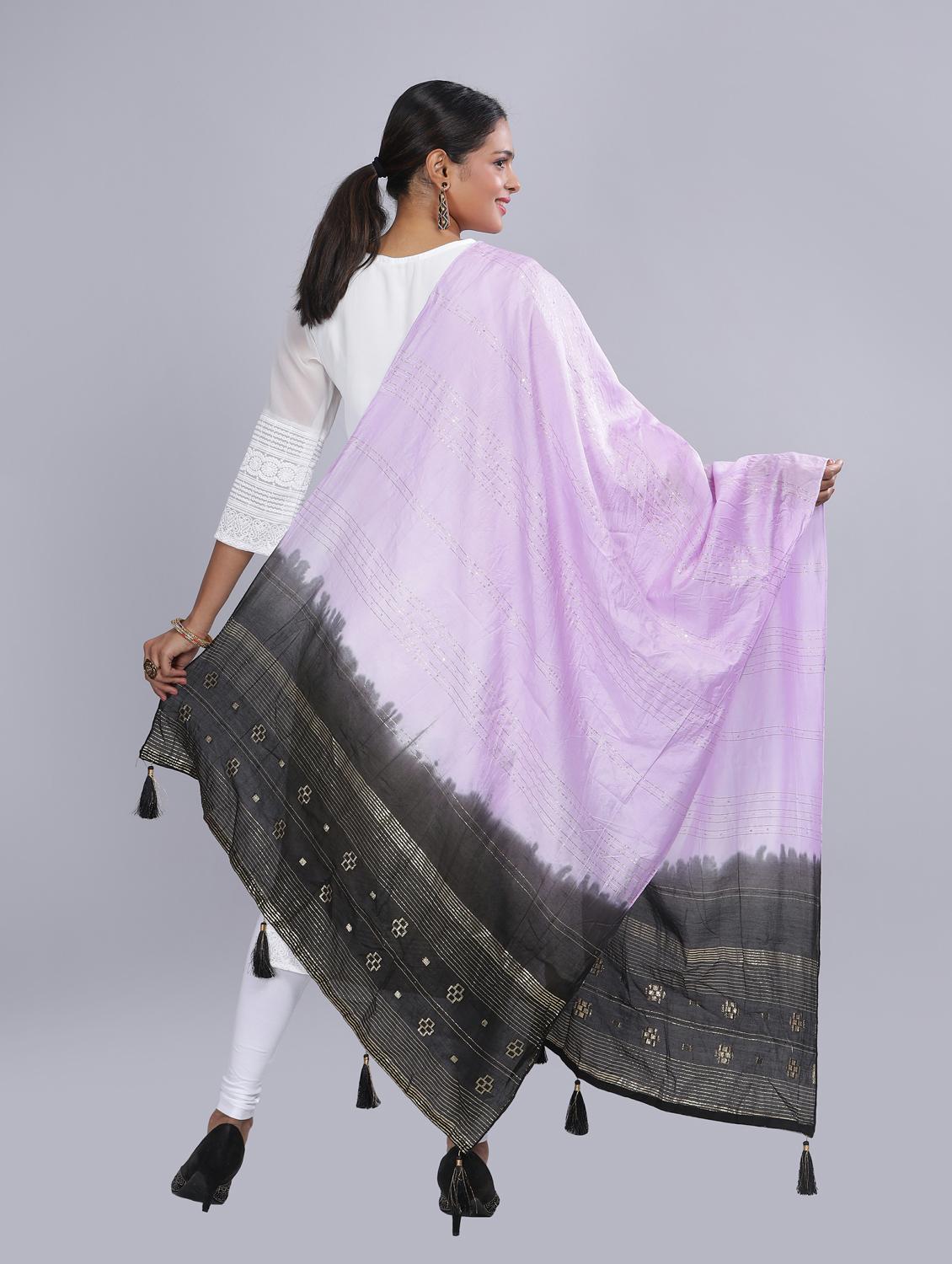 lavender sequined work dupatta - 20644653 - Standard Image - 3