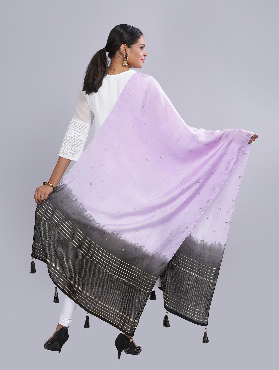 lavender sequined work dupatta - 20644663 - Standard Image - 3