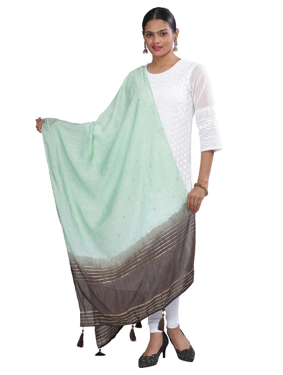 ai aqua sequined work dupatta - 20644664 - Zoom Image - 0