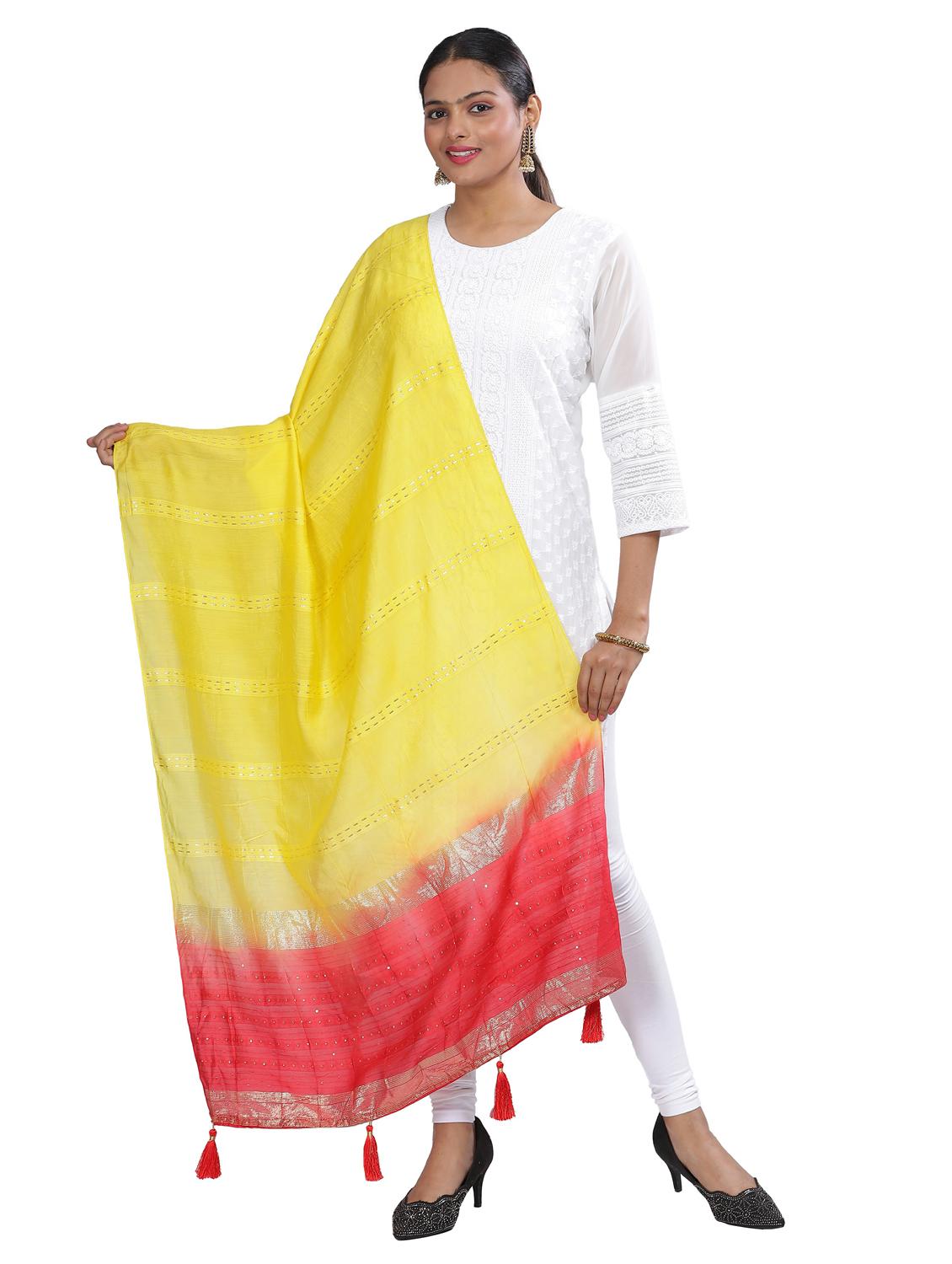 yellow sequined work dupatta - 20644666 -  Zoom Image - 0