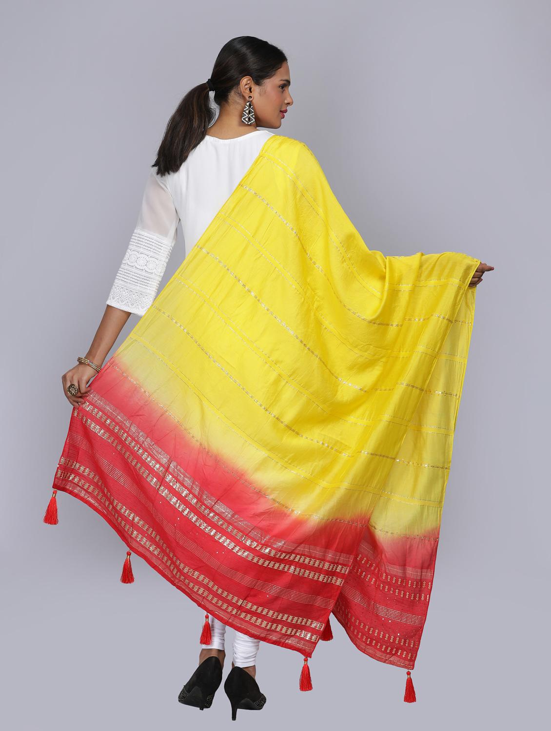 yellow sequined work dupatta - 20644675 - Standard Image - 3