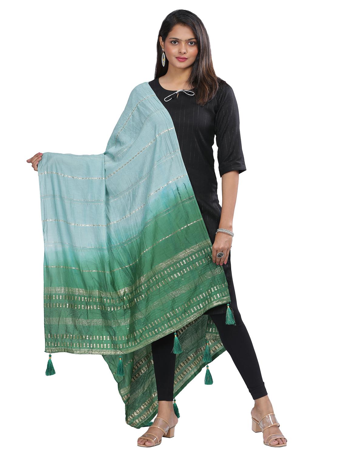 ai aqua sequined work dupatta - 20644678 - Zoom Image - 0