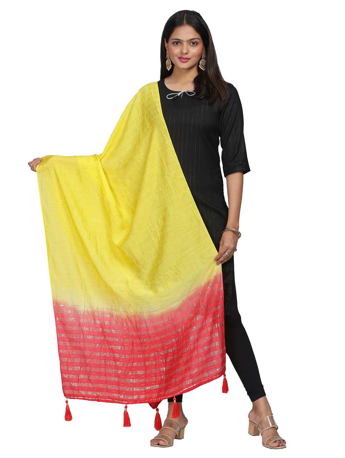 yellow sequined work dupatta - 20644685 - Zoom Image - 0