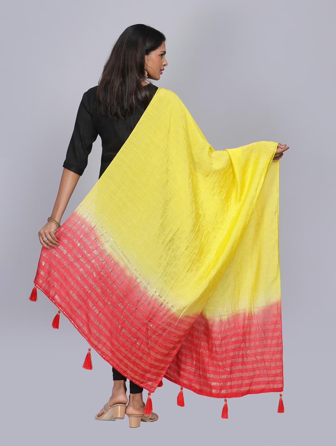 yellow sequined work dupatta - 20644685 - Standard Image - 3