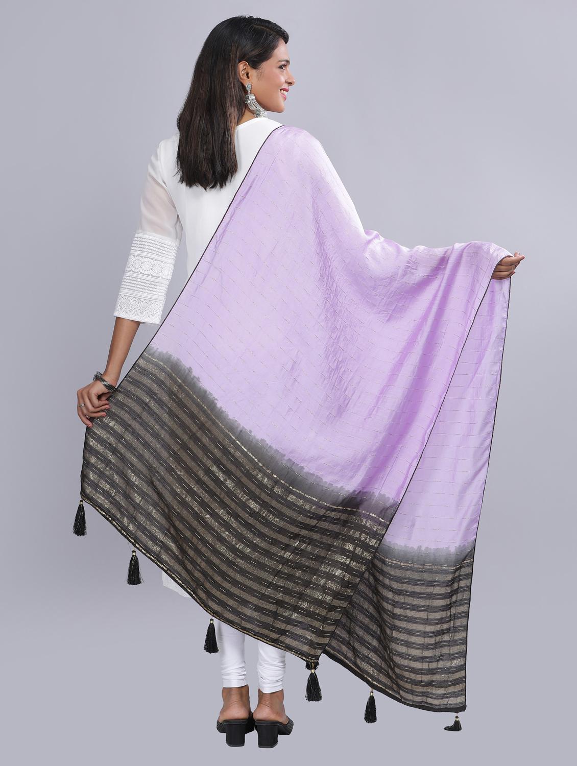 lavender sequined work dupatta - 20644690 - Standard Image - 3