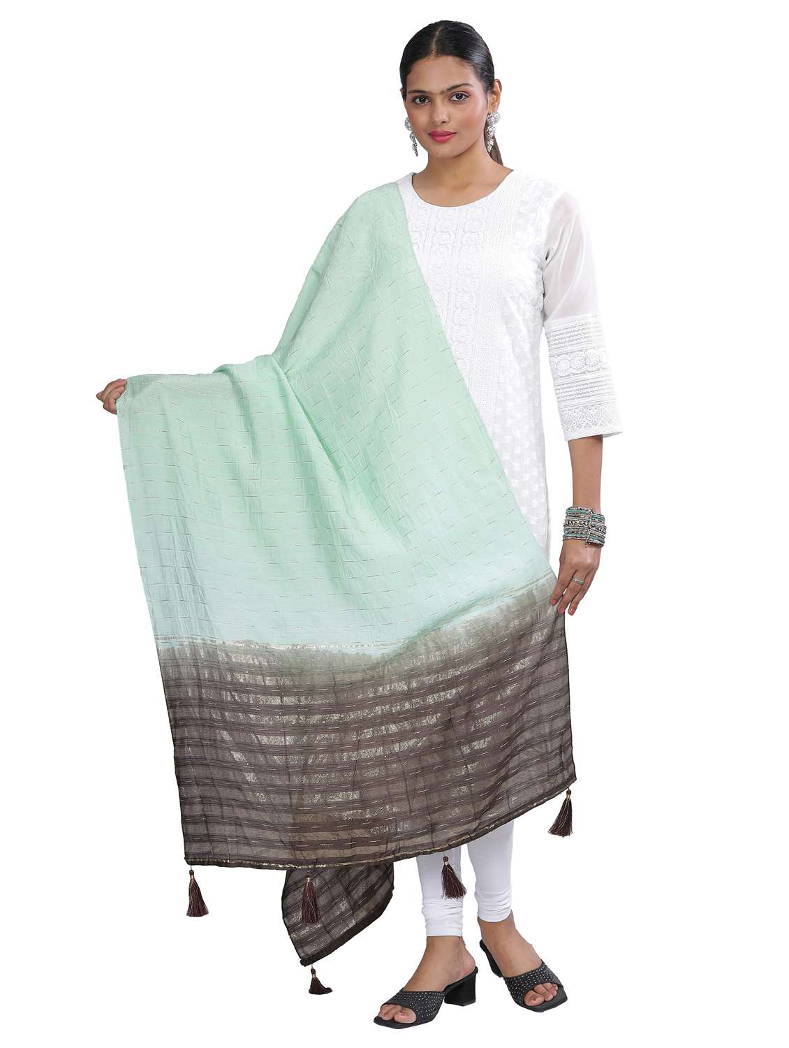 ai aqua sequined work dupatta - 20644692 - Zoom Image - 0