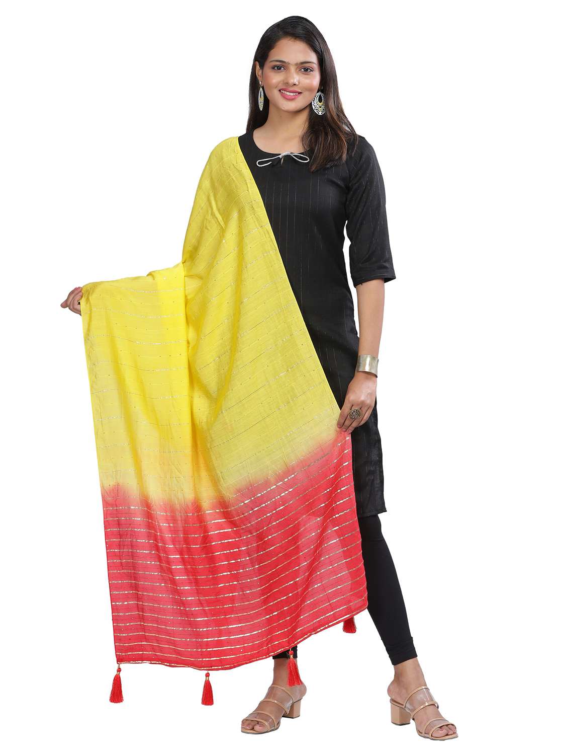 yellow sequined work dupatta - 20644694 -  Zoom Image - 0