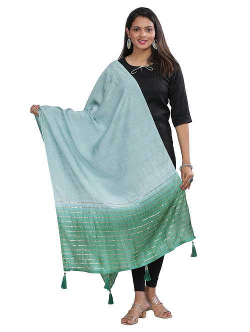 ai aqua sequined work dupatta - 20644697 - Standard Image - 0