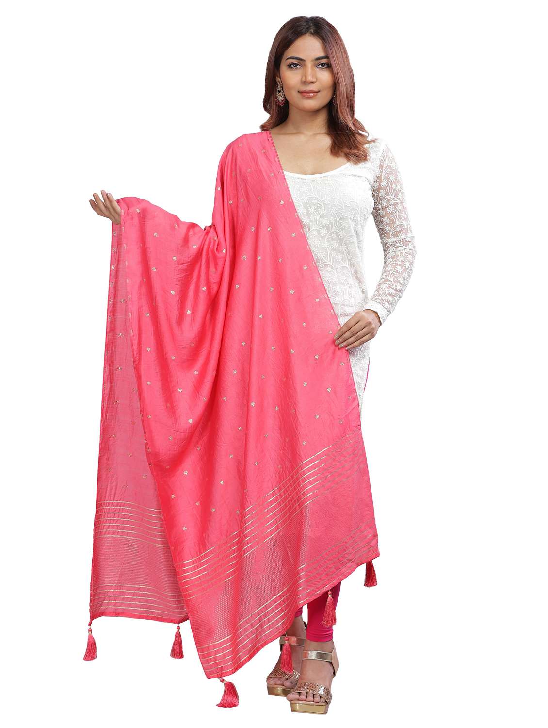 pink self design dupatta - 20644704 - Zoom Image - 0