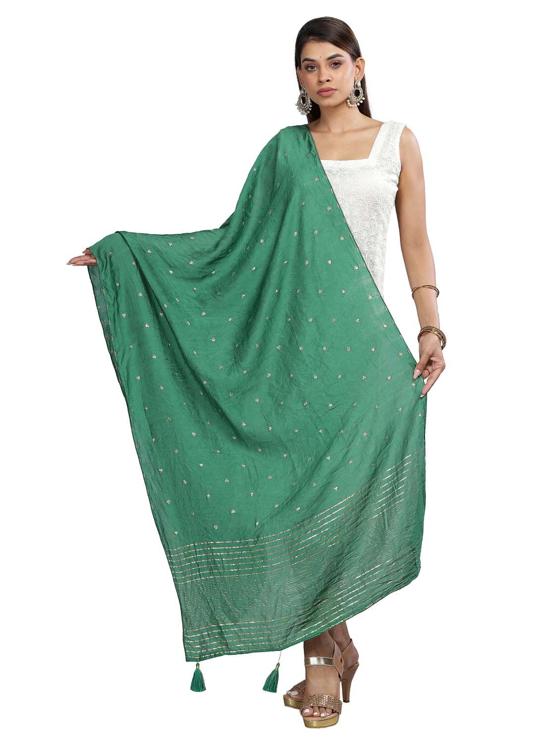 sea green self design dupatta - 20644711 - Zoom Image - 0