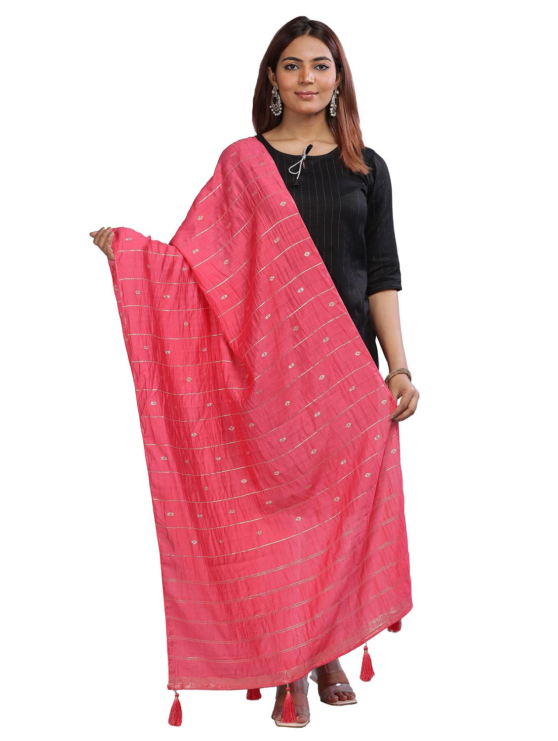 pink self design dupatta - 20644726 - Zoom Image - 0