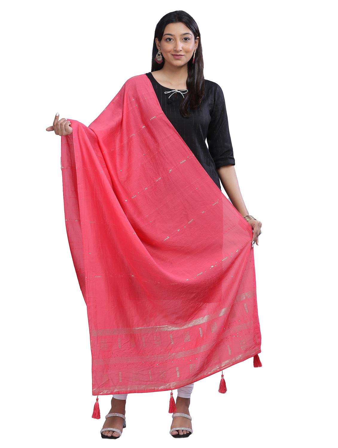 pink self design dupatta - 20644737 - Zoom Image - 0
