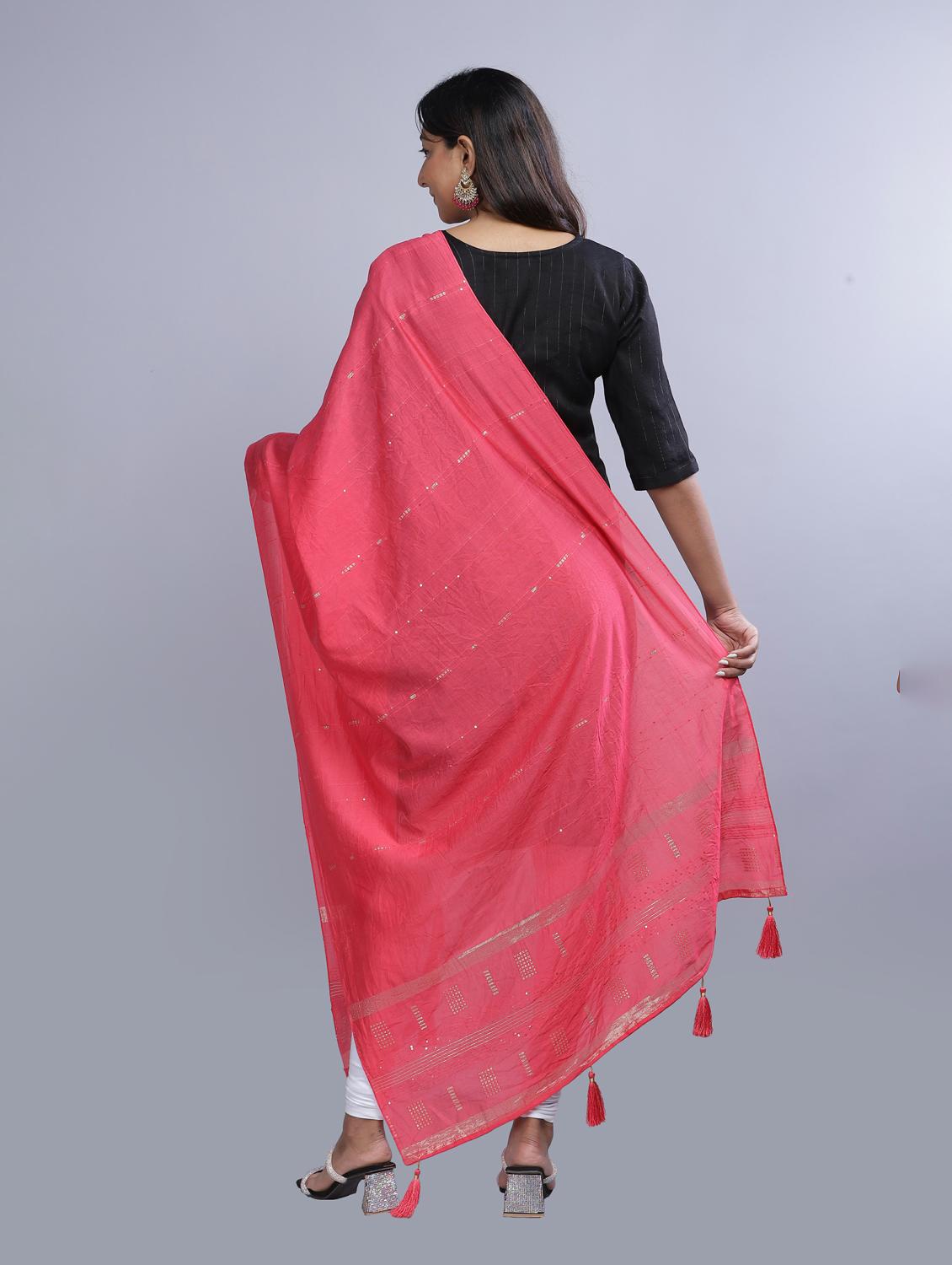 pink self design dupatta - 20644737 - Standard Image - 3