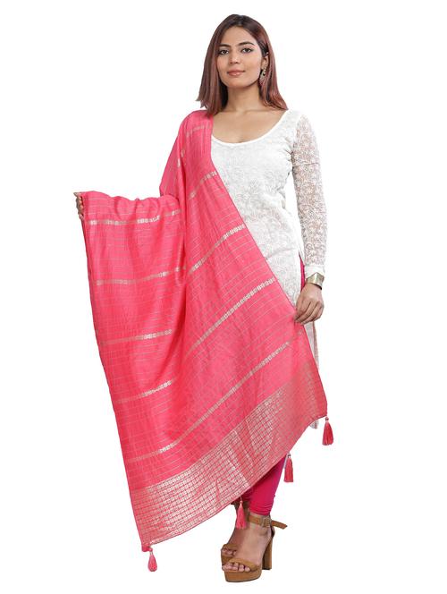 pink self design dupatta - 20644748 - Standard Image - 0