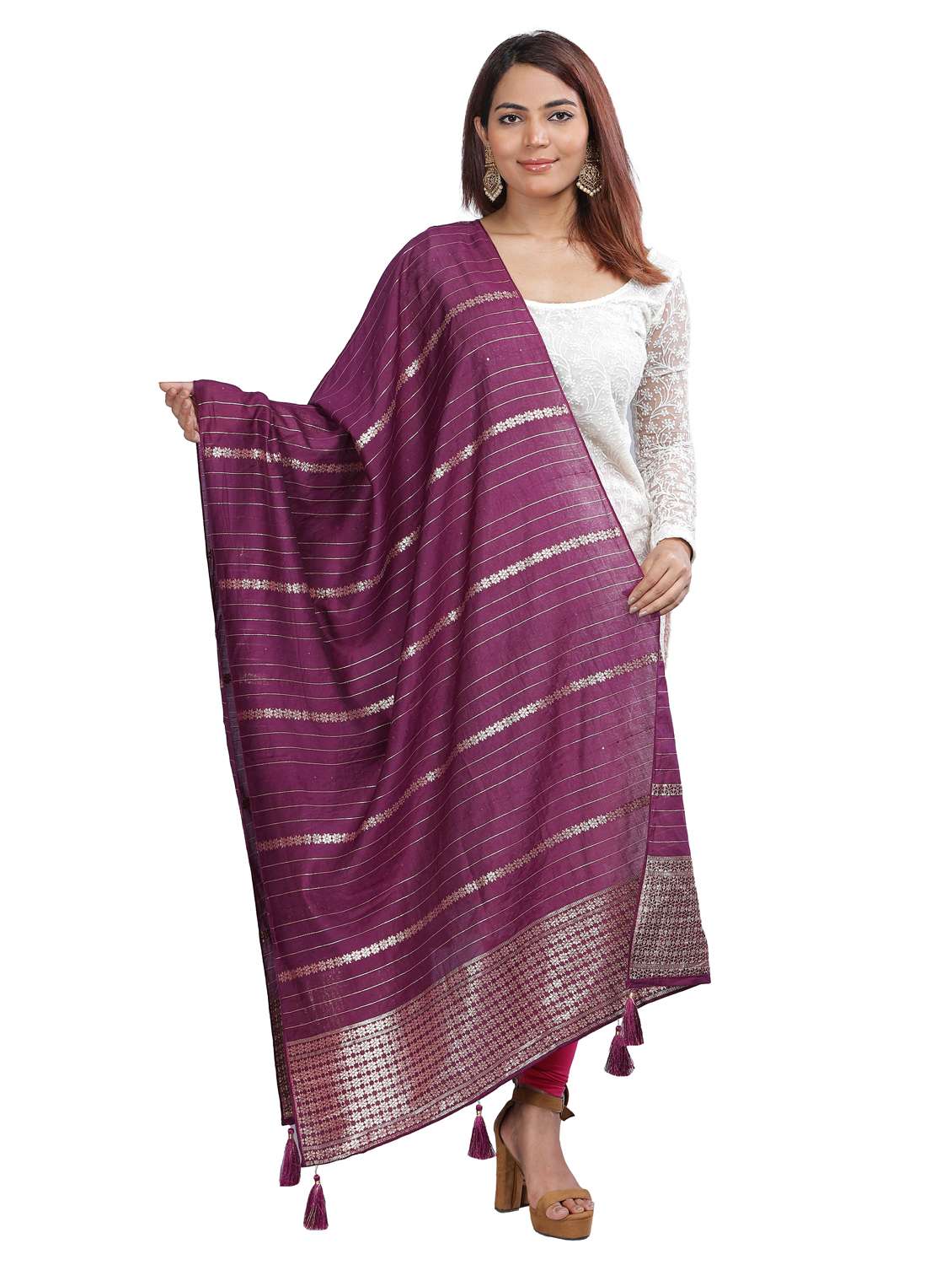 purple self design dupatta - 20644757 - Zoom Image - 0
