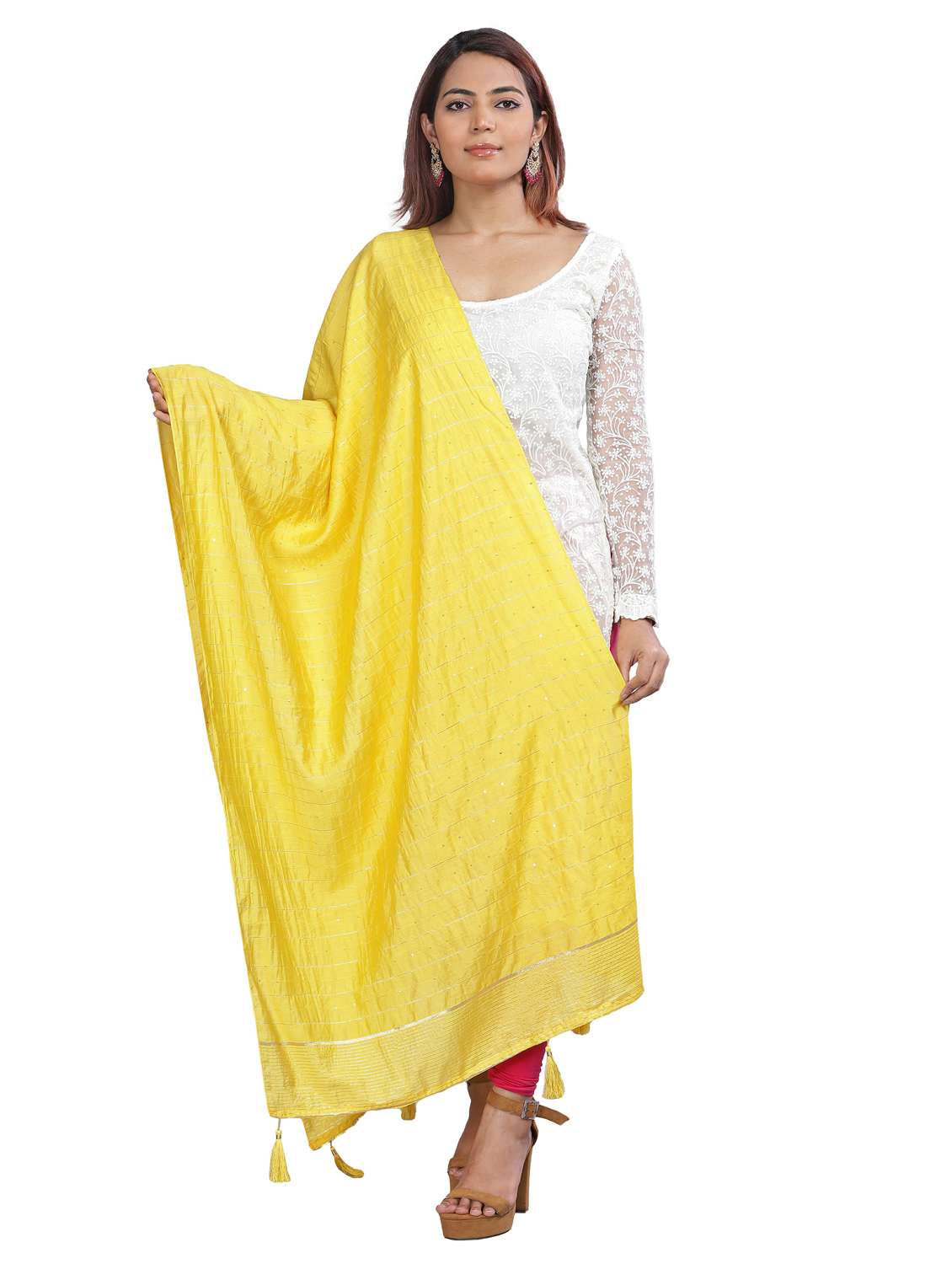 yellow self design dupatta - 20644764 - Zoom Image - 0