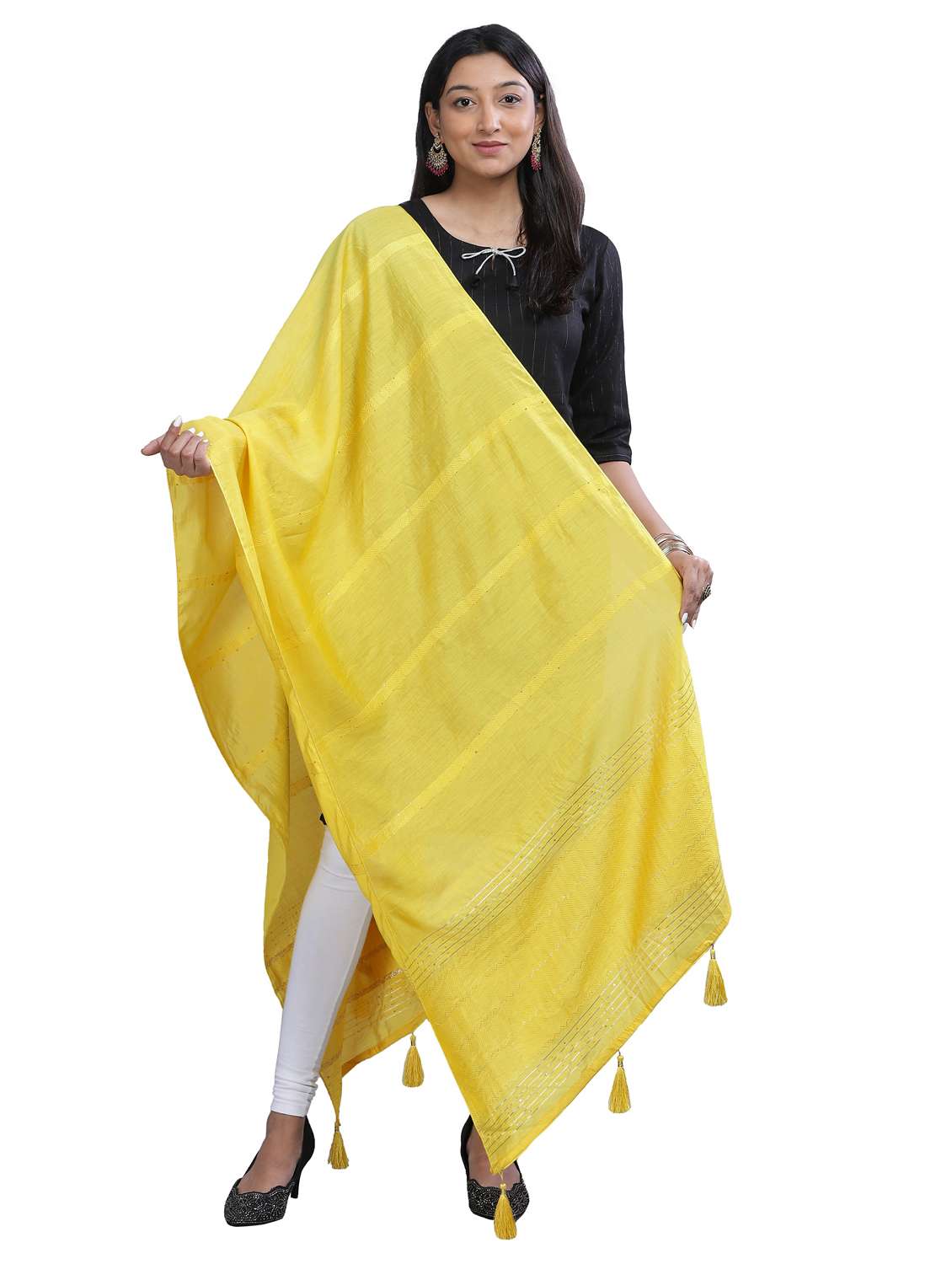 yellow self design dupatta - 20644797 - Zoom Image - 0