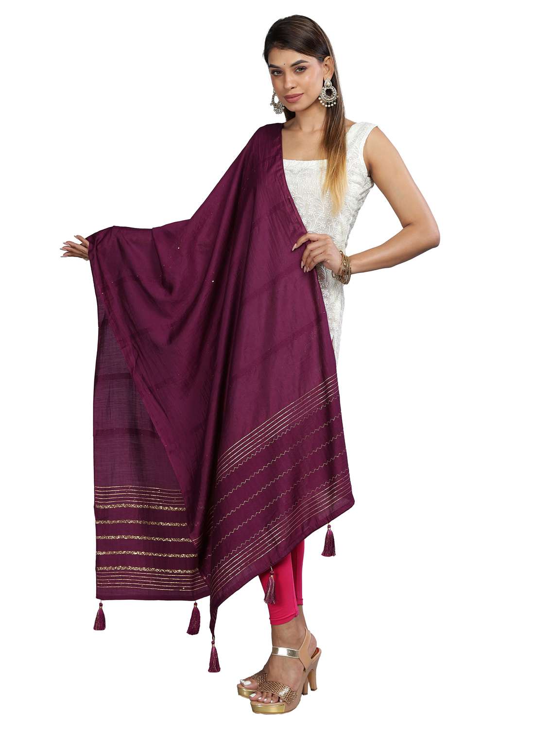 purple self design dupatta - 20644801 - Zoom Image - 0