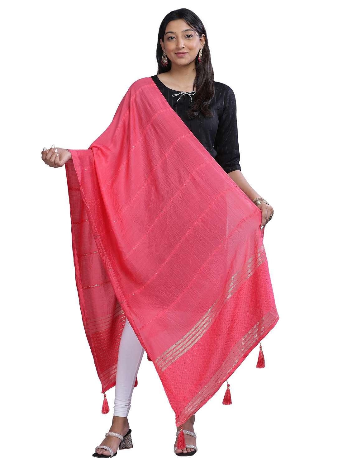 pink self design dupatta - 20644803 - Zoom Image - 0