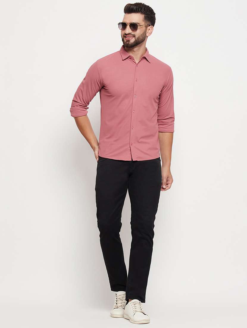 coral solid casual shirt - 20644827 -  Standard Image - 3