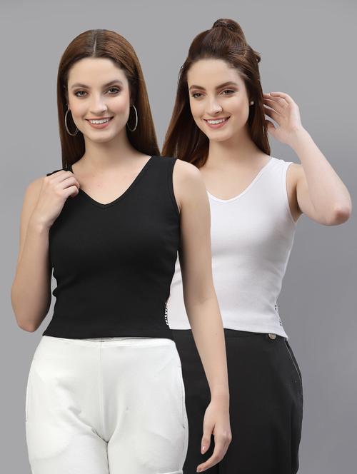 pack of 2 multi colored sleeveless crop top - 20644982 -  Standard Image - 0