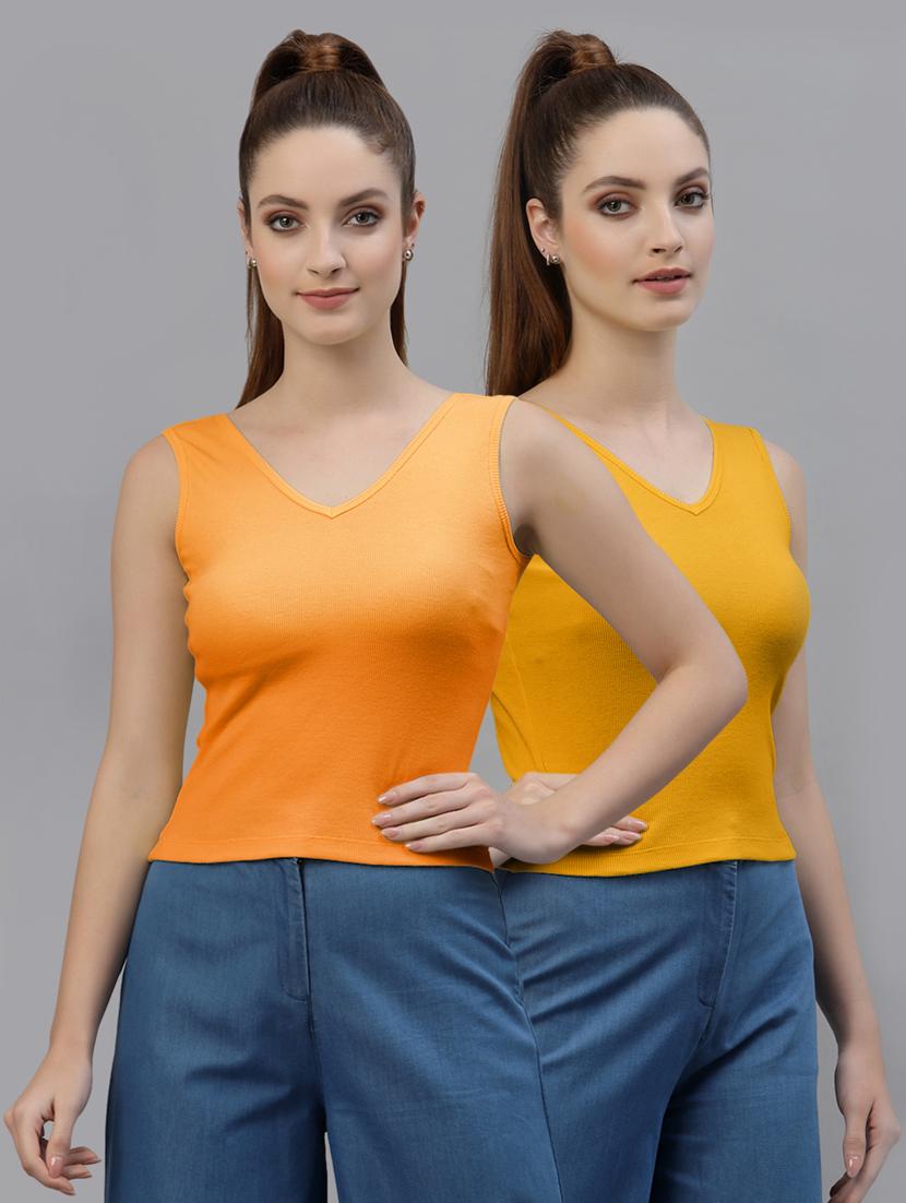pack of 2 solid sleeveless crop top - 20645022 - Zoom Image - 0