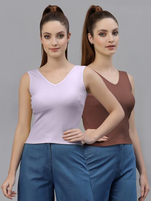 pack of 2 multi colored sleeveless crop top - 20645044 - Standard Image - 0