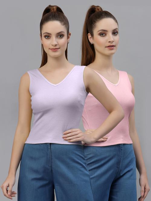 pack of 2 multi colored sleeveless crop top - 20645047 -  Standard Image - 0