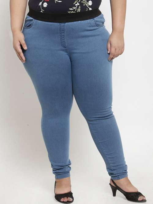 women cotton lycra plus size jegging - 20645083 -  Standard Image - 0