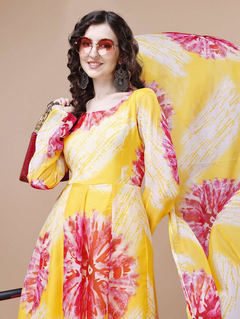 women yellow round neck kurta pant set with dupatta - 20645973 -  Standard Image - 3