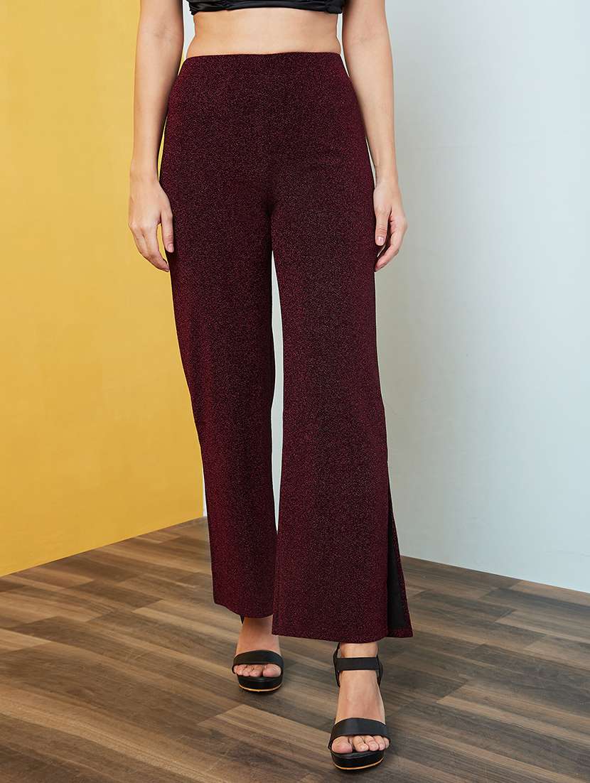 women high rise solid side slit bootcut trouser - 20646069 -  Zoom Image - 0
