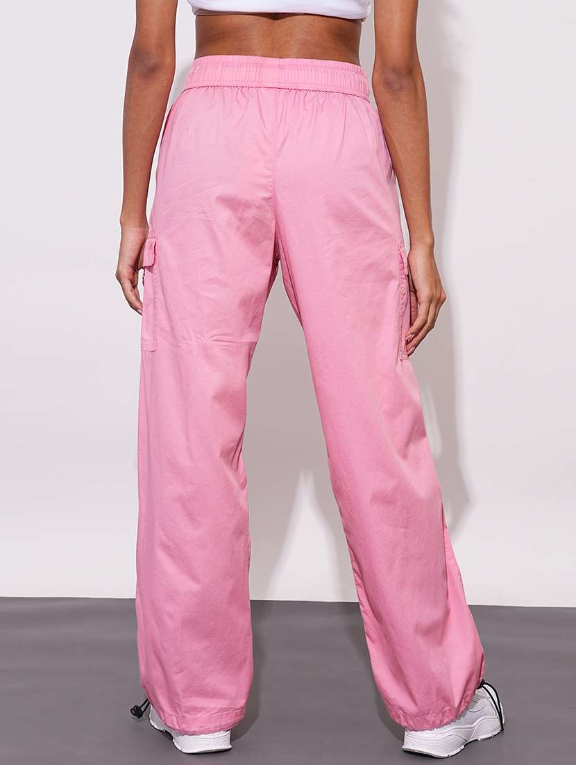 globus women apricot blush mid-rise elasticated drawstring waist cargo joggers - 20646074 -  Standard Image - 3