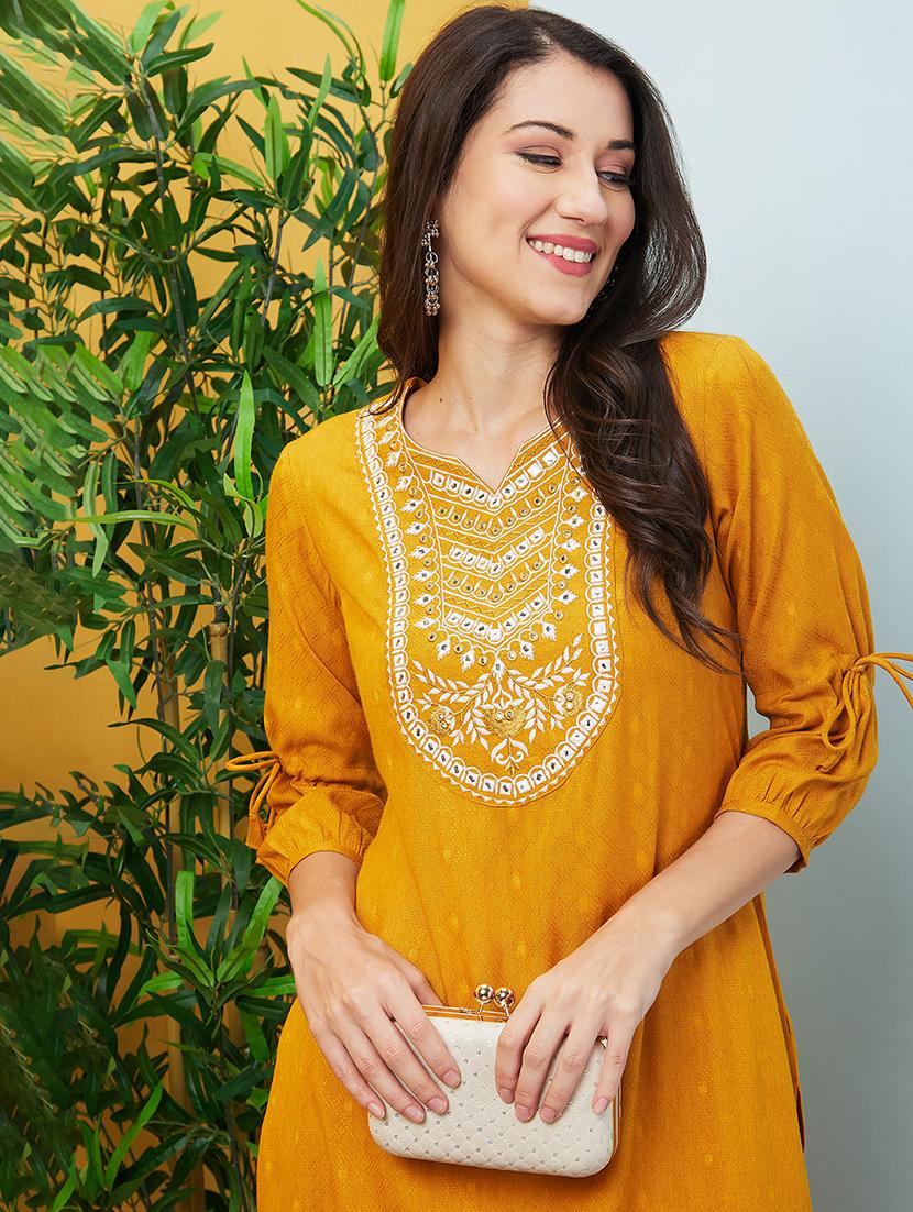 women embroidered straight kurta - 20646084 - Standard Image - 3