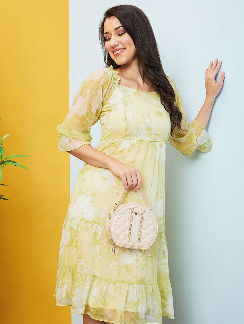 women green polyester a-line dress - 20646103 -  Zoom Image - 0